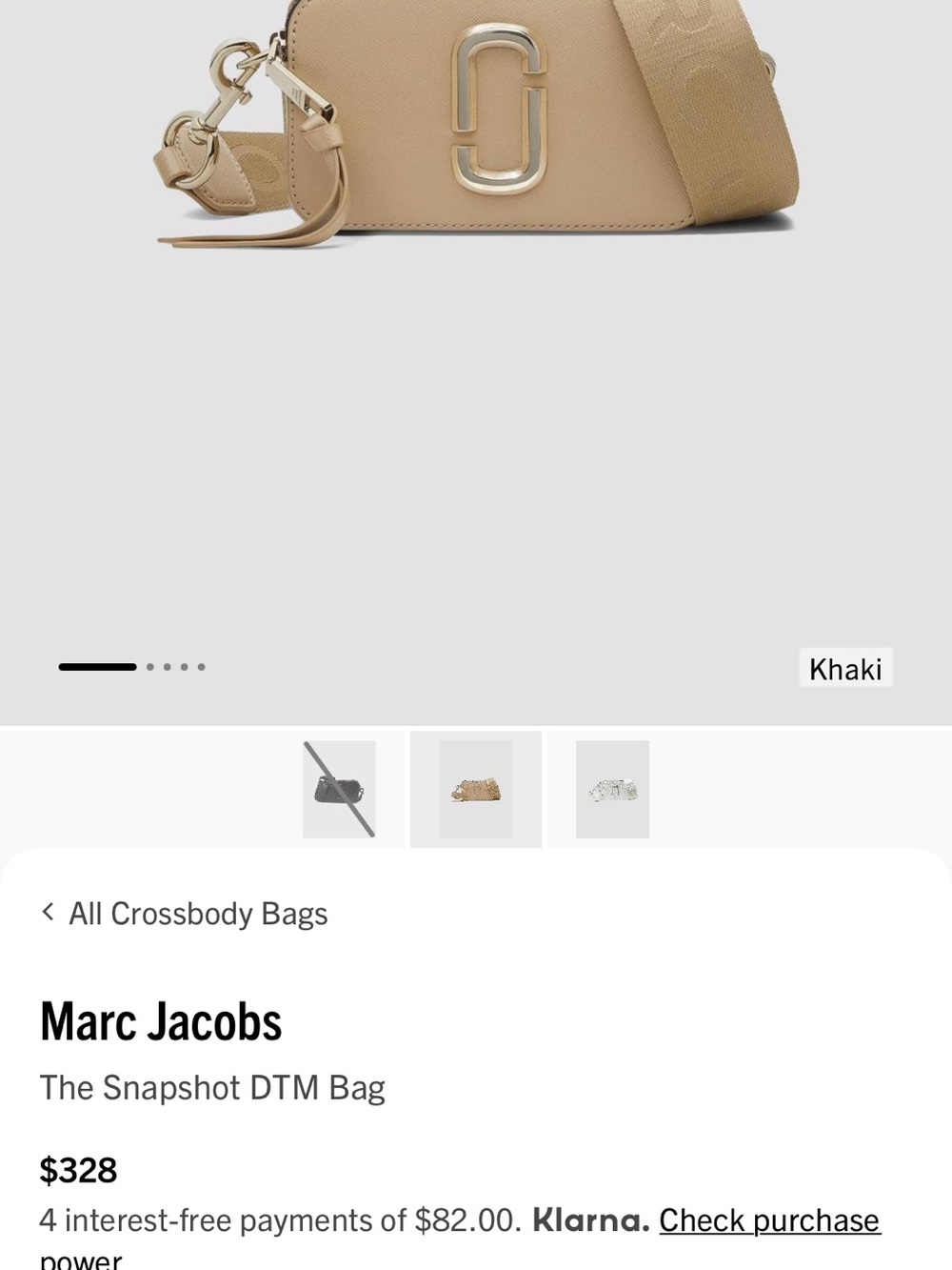 Marc Jacobs Snapshot DTM Crossbody Bag — Khaki Beige